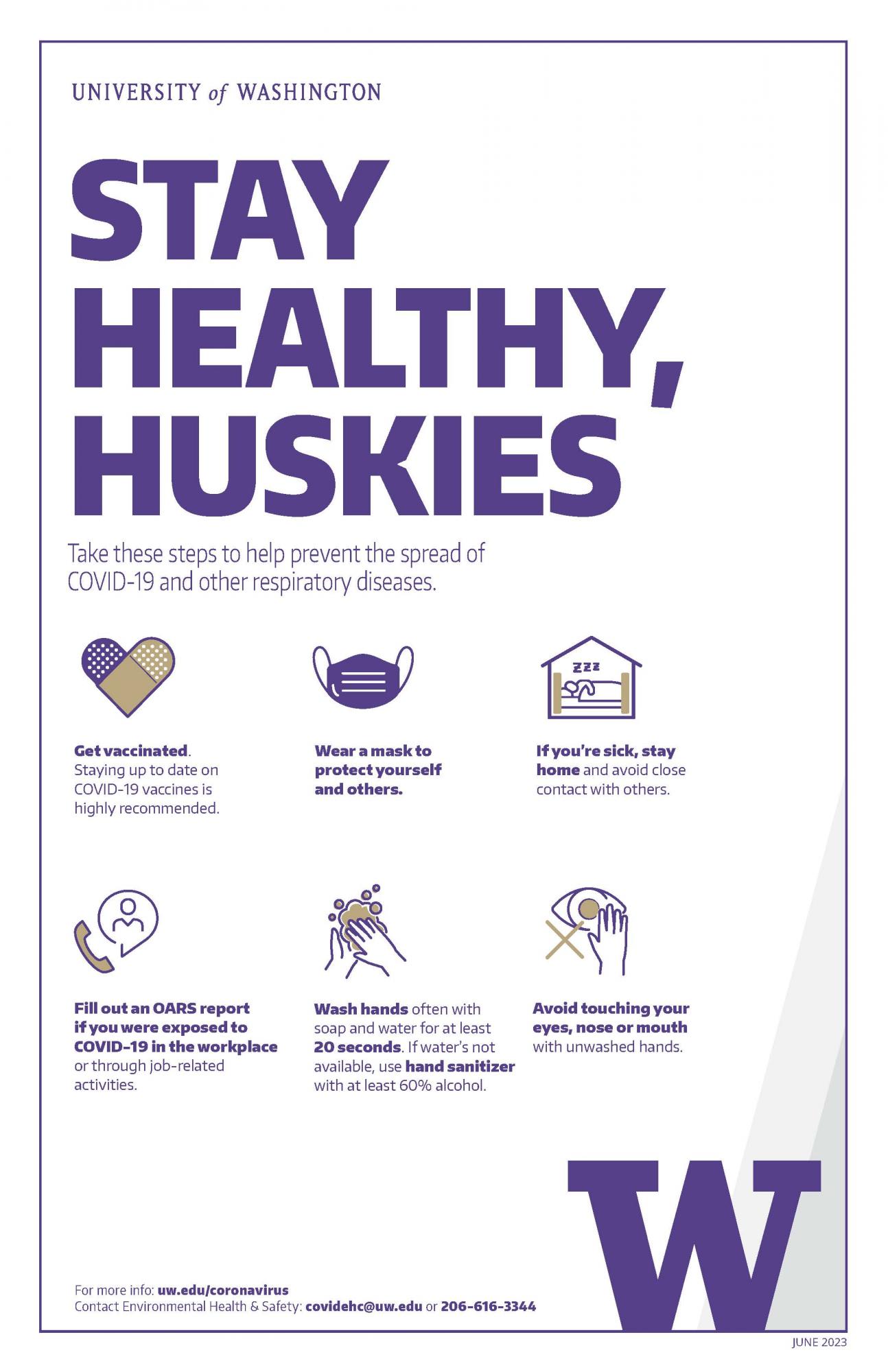 Stay Healthy Huskies poster