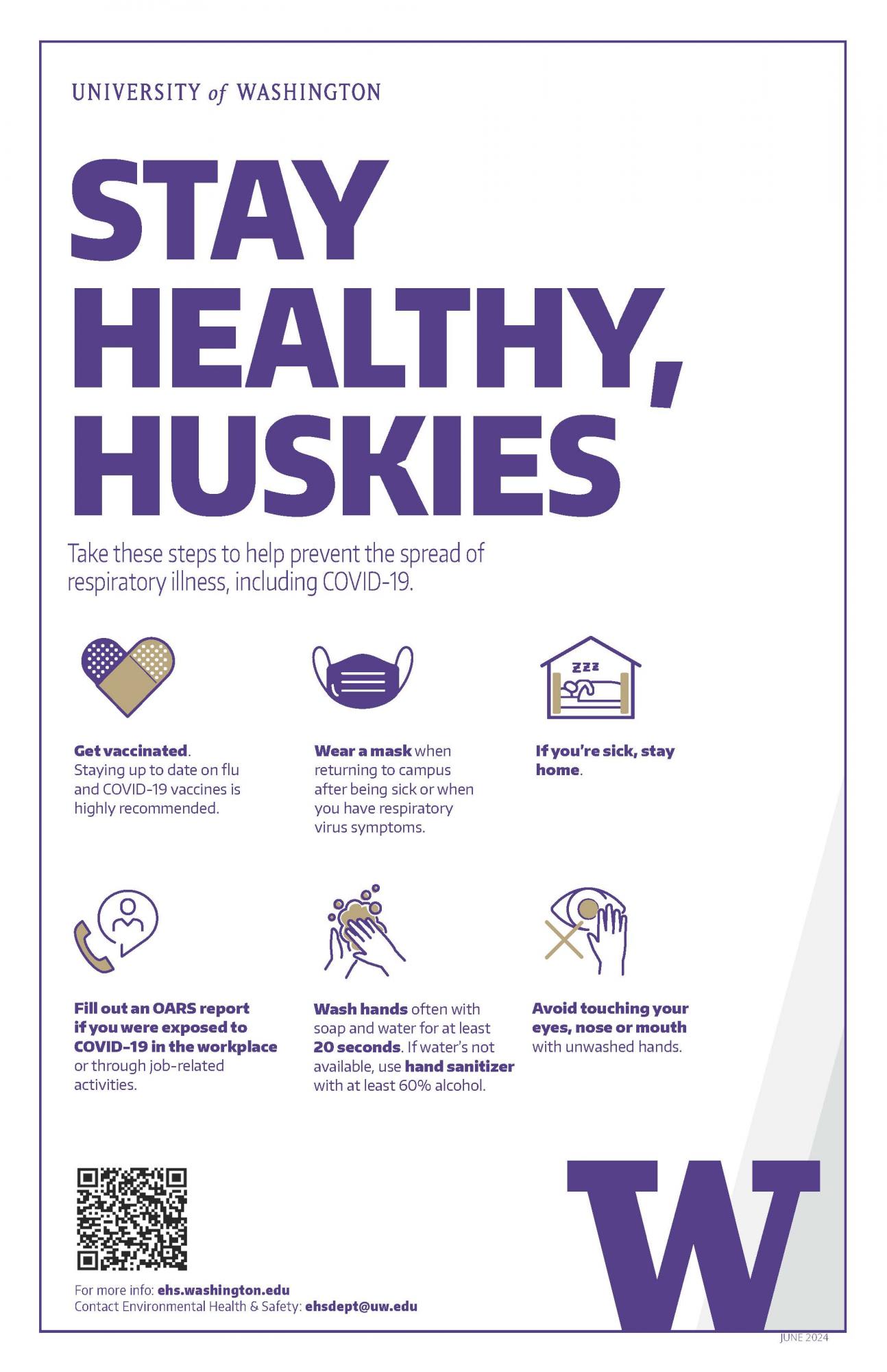 Stay Healthy Huskies poster in color