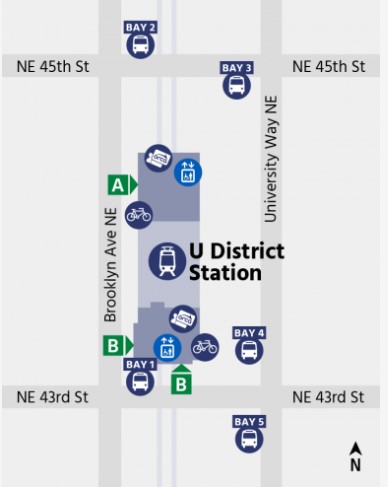 map of U District light rail station