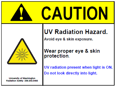 UV light caution sign