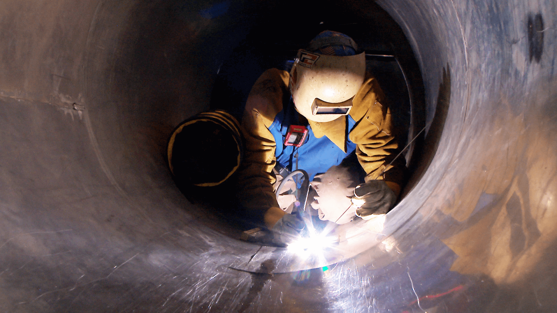 Welding in a confined space