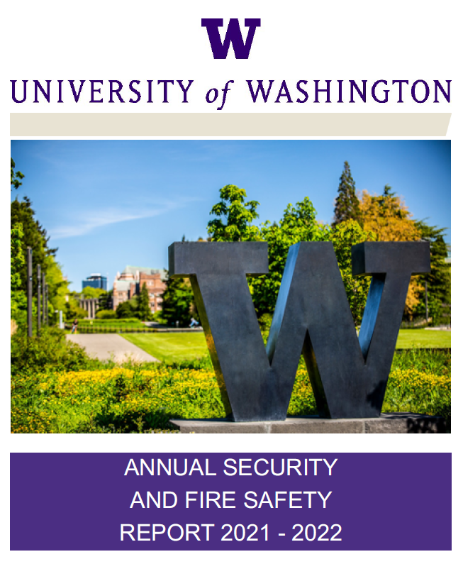 front page of the annual security and fire safety report
