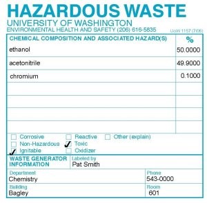 sample hazardous waste label