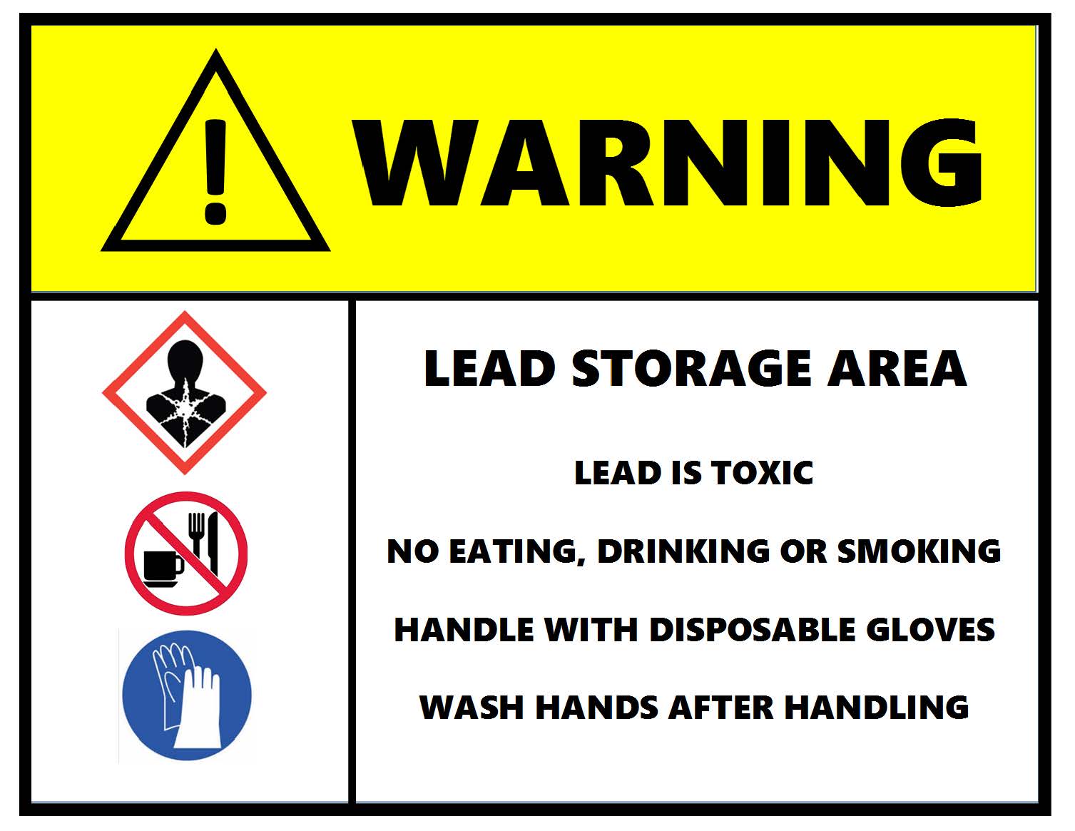 lead storage area warning sign
